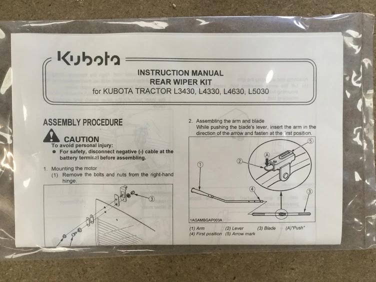 Kubota Rear Windscreen Wiper Kit ( L30 Series Tractors )TD060-97101